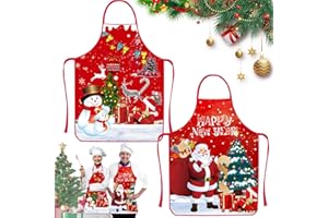YISKY Grembiule Natalizio Cucina, 2 Pezzi Grembiule Natalizio Divertente, Grembiuli Cucina Natale, Grembiuli Rossi di Natale, Grembiule Natalizio Unisex, Grembiule da Cucina, per Cucina Festa di Natale