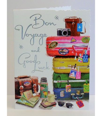 Biglietto D'Auguri Bon Voyage – Design Globo E Aeroplano Di Carta Con Dettagli In Oro – Ecologico