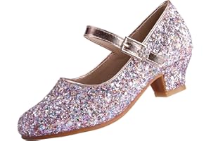 EIGHT KM Scarpe con Tacco Principessa Eleganti Lucente Comunione Cerimonia Ballerine Bambina Tacchi Ragazza EKM7015 Champagne Luminoso 36