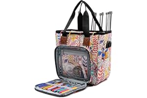 SumDirect Borsa per filati, organizer per maglieria, borsa portatile per fili, progetti di trasporto, ferri da maglia, uncinetti, manuali e altri accessori
