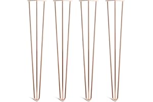THE HAIRPIN LEG CO. [HLC] 4 x Hairpin Table Legs – Superior Double Weld Steel Construction With Screws, Build Guide & Protector Feet Worth £8 Included! – 10mm Steel [28"/71cm,Copper]