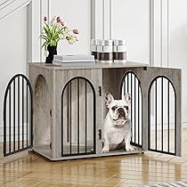 Hzuaneri 68 cm Hondenbench, meubel, hondenbox, 3 deuren, gebogen deur, moderne hondenboxs binnen voor honden, bijzettafel, hondenkooi voor thuis, robuuste hondenbox, 48 x 68 x 56 cm, Wit