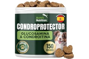 Condroprotector Perros, 150 Uds, 100% Natural, Antiinflamatorio, Articulaciones y Cartílagos, Antiartrosis con Colágeno, Glucosamina, Condroitina, MSM, Ácido Hialurónico, Omega 3 y 6