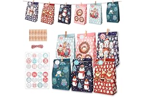 ONEHAUS Adventskalender 2025, Adventskalender zum befüllen groß, Geschenk Papiertueten Zum Selber Befüllen Basteln Pinguin Advents Tüten, Adventskalender 2025 Kinder selberfüllen