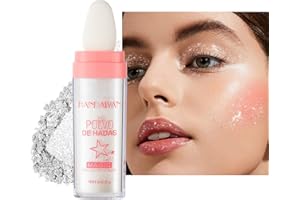 Beauty Searcher Highlight Poudre Tapotante, Shimmer Visage et Corps Surligneur Stick, Éclaircissant Contouring Haute Brillance Glitter Sparkle Maquillage Blush (#01 Rayon de lune blanc)