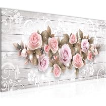 Tableau Toile Roses Fleurs – Impression Intissée Premium Roses Rouges, Décoration Murale Romantique Salon Chambre