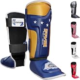 Farabi Sports Kids Shin Pads Kickboxing Shin Guards MMA Muay Thai Shin Pads - Shin Instep Protection for Training Sparring Boxing Equipment and Martial Arts