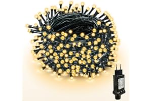 WISD Luci di Natale - Catena Luminosa 400 LED 42.8M Esterno Interno con Cavo Verde, Funzione di Timer e Memoria - Decorazioni Natalizie per Albero di Natale, Giardino e Festa (Bianca Calda)