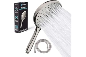 SparkPod Hochdruck-Handbrause mit 1,8m Schlauch - Duschkopf Druckerhöhend - Werkzeuglose Installation - Regendusche - XXL Regenbrause (Elegant Brushed Nickel Shower Head- Hsh-2pc,1 Function - 2PC)