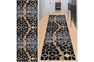 ‎BAYUE BAYUE Läufer Teppich Lang Flur rutschfest Waschbar 80X280CM,Modern Küchen Teppich Polyester Dauerhaft,Schlafzimmer Muster Carpet,für Wohnzimmer Büro Esszimmer,Anpassbar Teppichläufer Meterware