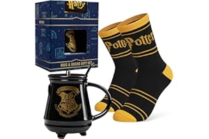 Harry Potter Set de Taza para Mujer Adolescente, Calcetines Divertidos, Regalos Originales Ella (Negra Con Cuchara y Calcetines)