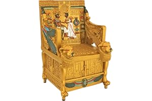 DESIGN TOSCANO Egipskie pudełko na drobiazgi - pudełko na biżuterię ze złotym tronem króla Tuta - posągi egipskie
