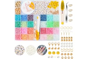 VFANDV Perline per Braccialetti, 12000 Pezzi Bambini Perline, 3mm Perline per Bigiotteria Fai da Te con Lettere e Faccina Sorridente, Perline per Collane Argilla Polimerica per Bigiotteria Fai da Te