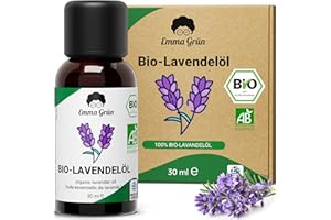 Emma Grün® Bio Lavendelöl Ätherisches Öl [100% Naturrein] - Zertifiziertes Lebensmittel zum Einnehmen - Ätherisches Lavendel 
