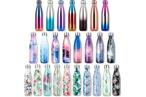 Lalafancy Bouteille d'eau en Acier Inoxydable sans BPA Réutilisable Thermos Double Paroi Isolée Sous Vide Gourde Isothermes - Froid 24h ou Chaud 12h - 350ml / 500ml /750ml
