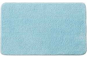 MIULEE Tapis Salle de Bain Tapis d'Entrée Tapis de Douche Antidérapant Tabis Absorbant Tapis Moelleux Microfibre WC Toilette Baignoire Sortie Cuisine Salon Chambre Bleu Clair 40x60CM