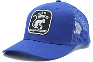 DRESSED IN MUSIC PLAY WITH ME Casquette trucker pour Homme - Visière semi courbée - Surf Monkey patch - 5 panneaux - Ajustable par réglette plastique rétro Snapback - Envoi gratuit - surfer sur le pays basque