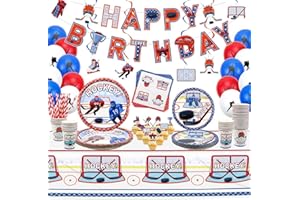 Fournitures de fête de Hockey – y Compris Assiettes, Tasses, Serviettes, Nappe, Tourbillon Suspendu, Ballons, bannière – pour 20 Personnes