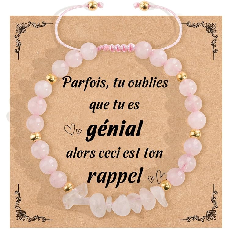 Bracelet Femme Pierres Naturelles - Cadeau Original Pour Maman, Amie, Sœur (Noël, Anniversaire, Fête Des Mères) - Cordon élastique Réglable