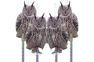 HOMO TRENDS Effaroucheur Oiseaux Anti Pigeon pour Balcon, Repulsif Pigeon, Effaroucheur Pigeons Balcon, Corbeau Anti-Pigeon, Hibou Anti Pigeons, Epouvantail Balcon Jardin 4 Pièces Carton