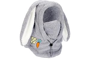 PHOGARY Kominiarka czapki zimowe dla kobiet, kaptur sherpa, maska narciarska, królik, narty, unisex, wiatroszczelna osłona na twarz, na zimę, termiczna drzemka, kaptur, damska puszysta kominiarka