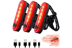 ADARPA Luz Trasera de Bicicleta (3 pcs) | Luz de Destello de Seguridad USB Recargables con 4 Modos| Luz Trasera Bicicleta Potente LED Alta Intensidad, Brillante e Impermeables Bici Carretera y MTB, Cascos