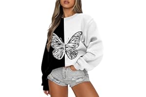GENERIC Hoodie Damen Sweatshirt mit Rundhalsausschnitt Pullover Hoodie Ohne Kapuze Sweatshirt in Übergröße Y2K Hoodie für Frauen Sweatshirts für Damen Damen Hoodie mit Kapuze Pullover für Damen