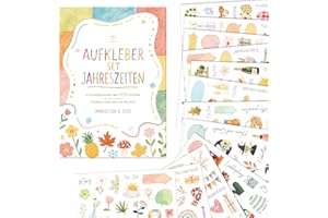 ‎BIROYAL BIROYAL 12 Blätter Jahreszeiten Sticker Set - über 500 Scrapbook Sticker für Fotoalbum Bullet Journal Zubehör Deko - DIY Scrapbooking Aufkleber für Kinder Erwachsene Basteln Geschenke (17 x 24 cm)