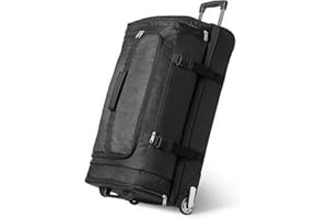 Amazon Essentials Reisetasche mit Rollen, für Übernachtungen oder Wochenenden, erweiterbar, 76.2 cm, Schwarz