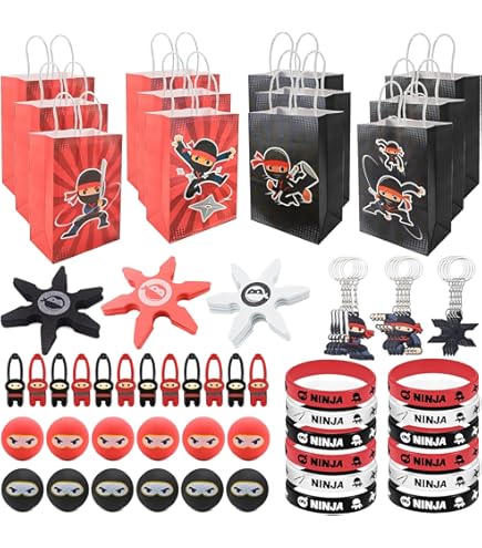 LTHOENG 24 Ninja Stempel Set | Kindergeburtstag Mitgebsel | Für Jungen & Mädchen Ab 4 Jahren