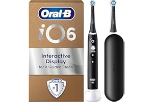 Oral-B iO6 Series Electric Toothbrush, Plus 1 Oral B Electric Toothbrush Head & Travel Case, Gift Ideas for Him and Her, Black Lava
