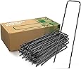 GardenGloss Erdanker aus Stahl unverzinkt (50 Stück) - Stabile Bodenanker für Unkrautvlies, Gartenvlies, Zaun & Netz - 150 MM Lang, 25 MM Breit, Ø 2.7 MM