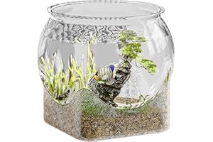 VMIORZQ Acuario Transparente Betta pecera, Cuenco de Peces Pet, Tanque de Transparente irrompible, jarrón pequeño de Escritorio para Betta