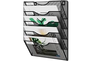 JEBELE 5 Niveles Organizador A4 Papel pared Espacio Optimizado para Home Office y Oficina, Soporte Documentos,Bandeja Archivador Pared de Alta Capacidad, Metal, Negro
