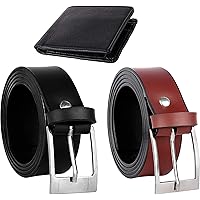 Jack klein Men's Patent Leather Black and Brown Belts with Black Wallet Combo (40)