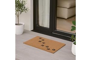 ‎ASTRA Astra Fussmatte aussen rutschfest - Schmutzfangmatte wetterfest - Outdoor Türmatte für Eingangsbereich - Schmutzabweisende Fußmatte Pfoten 45x75 cm Natur