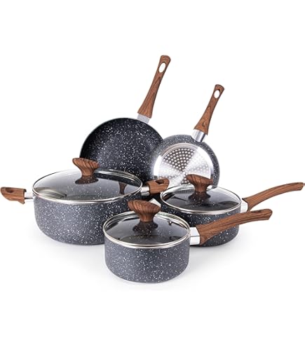 Tognana Cooking Circle Ardesia Non-Stick Pans and Pans with Pan Protection, Set of 2 Pans, 3 Jars, 3 Transparent Lids, 8 Pieces, Aluminium, Grey