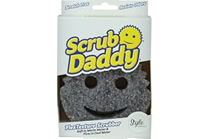 Scrub Daddy Style Dish Sponge, Smiley Face Sponges for Cleaning & Washing Up - Kitchen Non Scratch Scourers with FlexTexture Firm & Soft Scrubbing, Dishwashing Scrubber - Grey