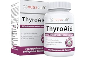 NUTRACRAFT ThyroAid #1 Thyroid Support Supplement | Premium Thyroid Formula & Energy Support with Kelp, Iodine, Ashwagandha, Selenium, B12, Copper & More | 60 Capsules (Non-GMO)
