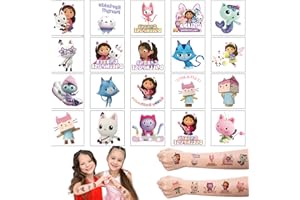 SIDESEA Kids Tattoos - 20PCS Dollhouse Temporary Tattoos for Party Bag Fillers, Waterproof for Girls/Boys Birthday Party Supplies Favors, Anime Cartoon Designs