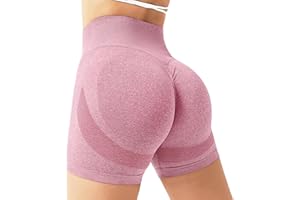 Zhiaek Pantalones Cortos Mujer Deporte Cintura Alta Mallas Cortas Mujer Push Up Short Deportivo Sin Costuras Opaco para Yoga Fitness Jogging Running Gimnasio