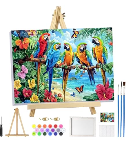 Hiolife Peinture Par Numero Pour Enfant Et Adulte, Loisirs Créatifs Activité Manuelle, Peinture Acrylique Kit De Dessin Pour Filles Et Garçons, Avec Cadre 20 X 20 Cm - Lot De 3