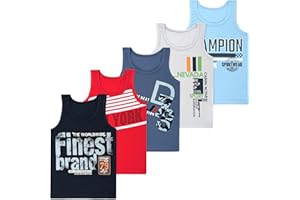 LOREZA ® 5 Canottiere da Bambino Ragazzi in Cotone - 2-15 Anni