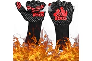 VIBOOS Gants de barbecue, 1472 ℉ Gants de barbecue extrêmement résistants à la chaleur pour la cuisine, la pâtisserie et les fumeurs, gants de four isolés en silicone, 13 pouces de long gants de cuisine