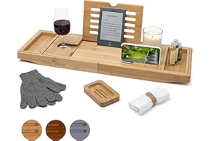 Temple Spring Badewannenablage, Badewannenablage Holz für badewannen zubehör, Badewannenbrett, Badewannentablett zur badewanne zubehör, Bambus tablett, badezimmermöbel für badaccessories -Naturholz