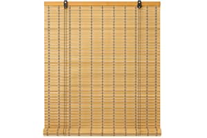 Virsus 1 Tapparella a rullo in Bambù Avvolgibile 6913, Tenda da sole in bamboo naturale colore Legno chiaro, arrotolamento carrucola per porte finestre Interni ed Esterni Varie Dimensioni (100x200 cm)
