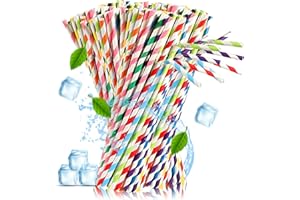 DRIVE PRO 100 Pcs Bendy Straws Multicolor Stripped Paper Straws - Drinking Straws for Wedding Party Restaurant Juice Coffee Cold Drinks and DIY Decoration Straw - Alternative to Plastic Straw Disposable