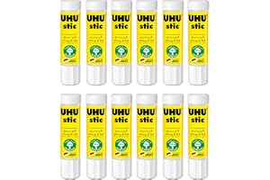 UHU stic, 8.2g, pack of 12, the proven glue stick, strong, fast, solvent free, safe & sustainable for school, home, office, arts, 98% natural.