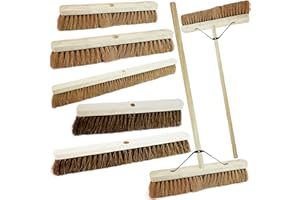 STORM TRADING GROUP Indoor Outdoor Sweeping Brush With Long Handle Soft or Hard Bristle 18", 24" or 36" Home, Office, Garden, Garage & Yard Sweeping Broom (1, 24" Coco Soft Bristle)