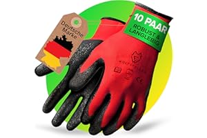 Wolfsfeller 10 Pairs of Men's Work Gloves Size 10 - Work Gloves Women - Gardening Gloves Men - Mechanic Gloves Men - Assembly Gloves with Robust Latex Coating